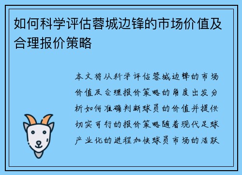 如何科学评估蓉城边锋的市场价值及合理报价策略